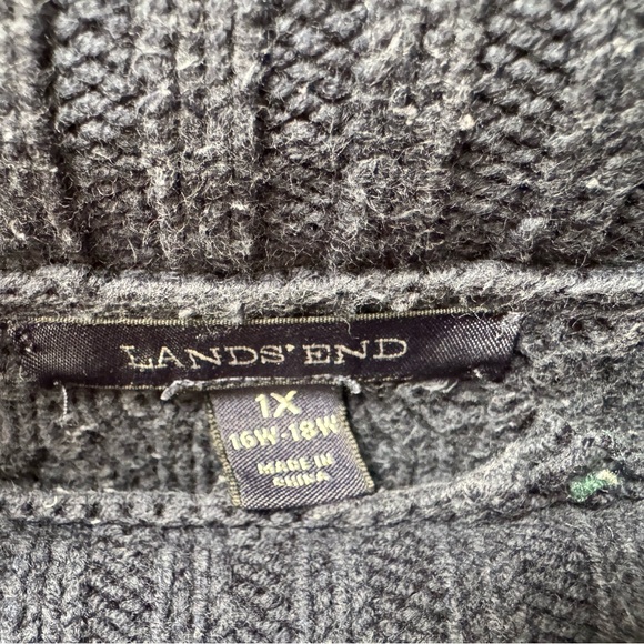 Lands’ End 1X  Long Sleeve Lofty Blend Aran Cable Sweater, Radiant Navy - Picture 2 of 4